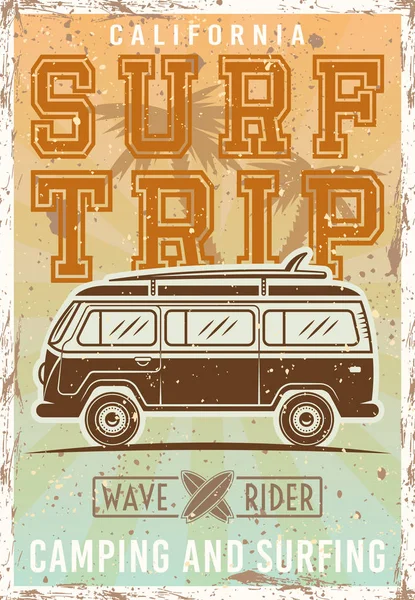 Surfing poster in vintage style — Stock Vector