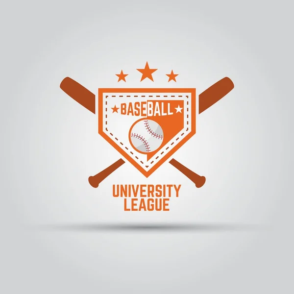 Modèle isolé de badge de couleur vectorielle de ligue sportive universitaire de baseball — Image vectorielle