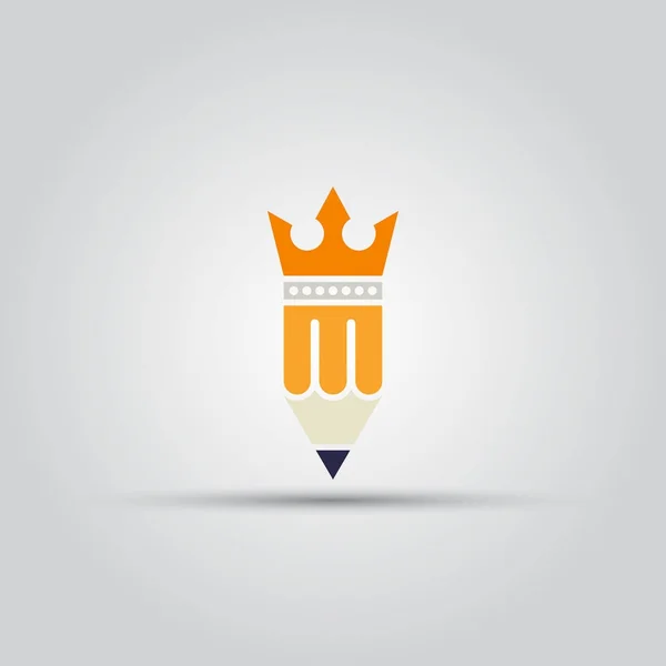 Potlood met kroon geïsoleerde vector lichtgekleurd pictogram — Stockvector