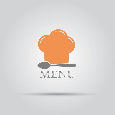 Chef şapka ve kaşık vektör menü logo izole