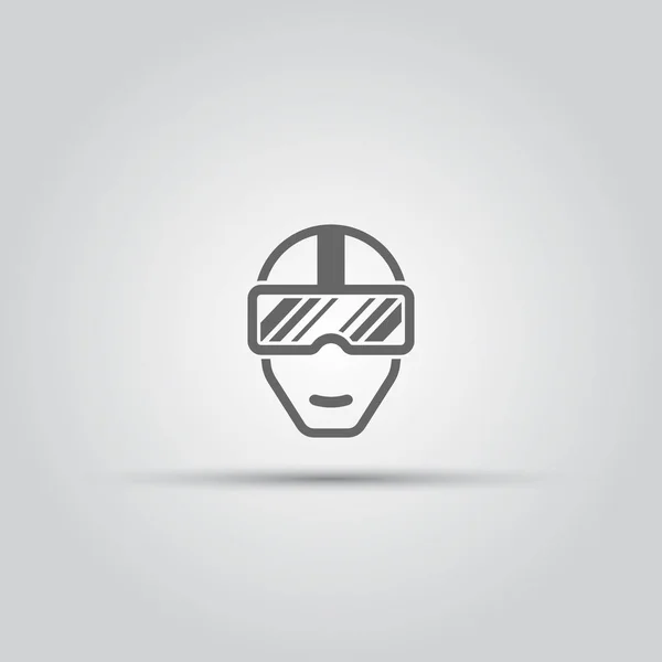 Virtual reality glass on head isolated vector line icon front vi — Stock Vector