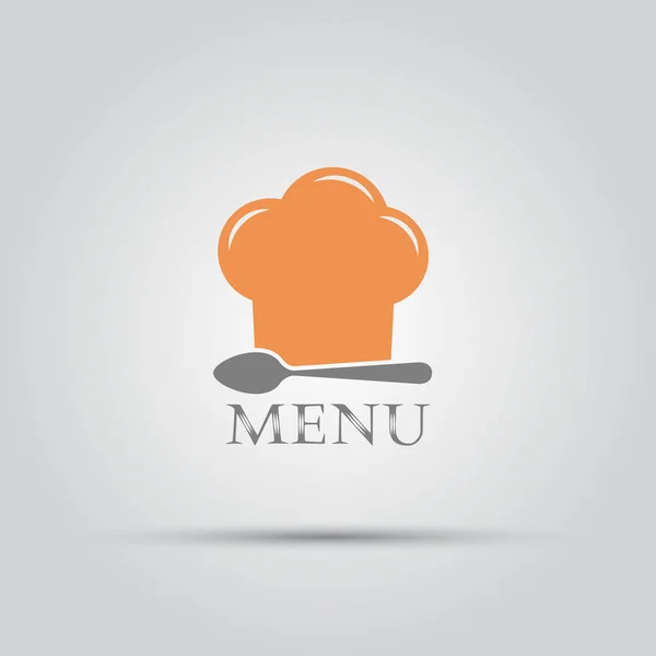 Шапочка шеф-повара и ложка изолированный логотип векторного меню — стоковый вектор