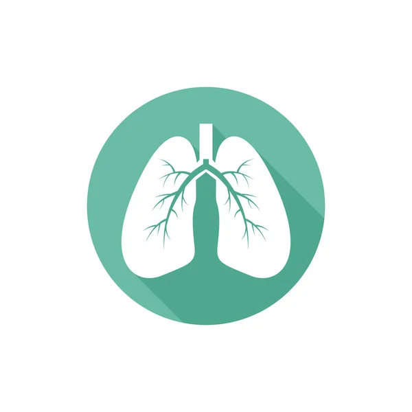 Lungs isolated vector round flat icon with long shadow — Stock Vector