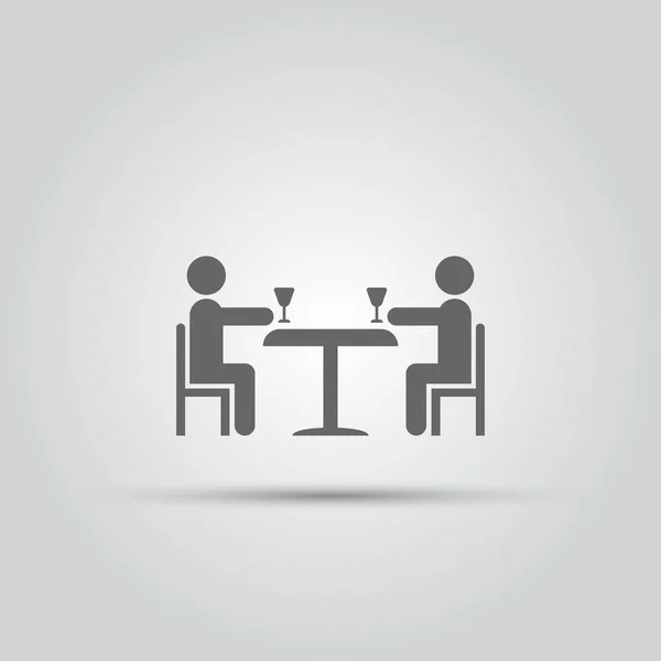 Zwei abstrakte Personen, die an einem Tisch mit Weinisol sitzen — Stockvektor