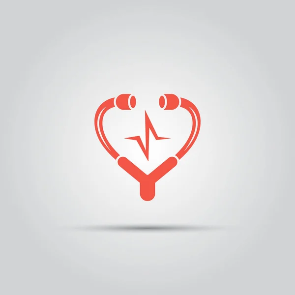 Medische stethoscoop in vorm van hart geïsoleerde vector lichtgekleurd pictogram — Stockvector