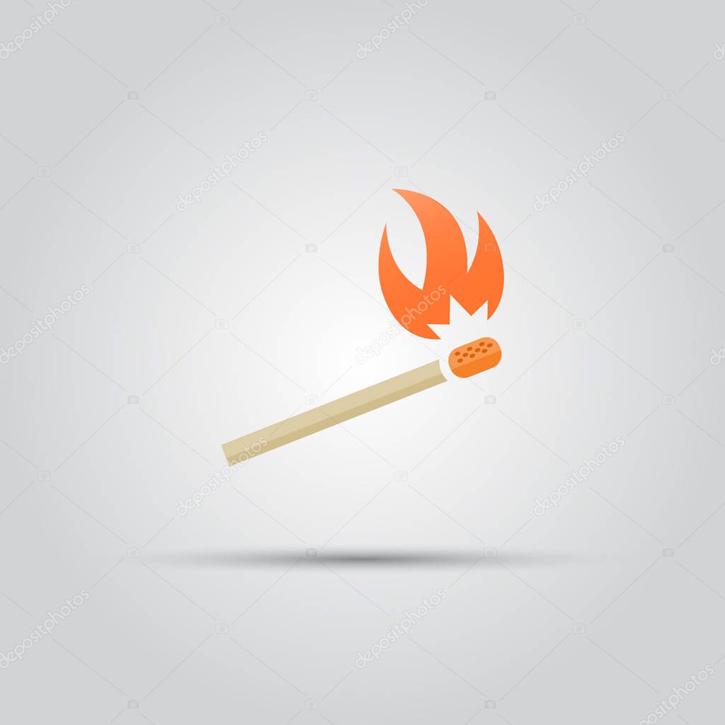 Burning match isolated vector colored icon