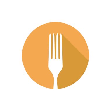 Çatal izole vektör düz yuvarlak uzun gölge simgesiyle