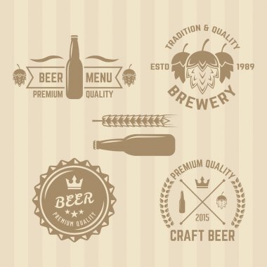 Bira vintage vektör kümesi Amblemler renkli
