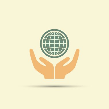 Holding iki açık eller izole vektör renkli simge Küre