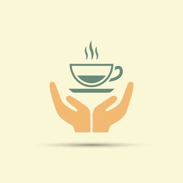 İki fincan kahve izole vektör renkli simge holding eller açık — Stok Vektör
