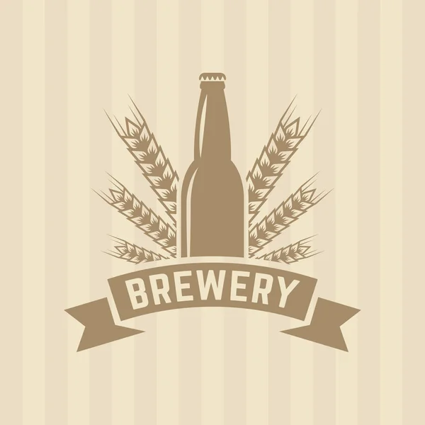 Garrafa de cerveja e trigo único vetor colorido rótulo — Vetor de Stock