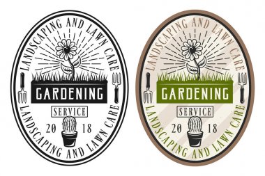 İki tarzı etiketleri kümesi hizmet Bahçe