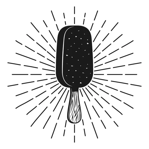 Παγωτό σε stick με ακτίνες εικονογράφηση διάνυσμα — Διανυσματικό Αρχείο
