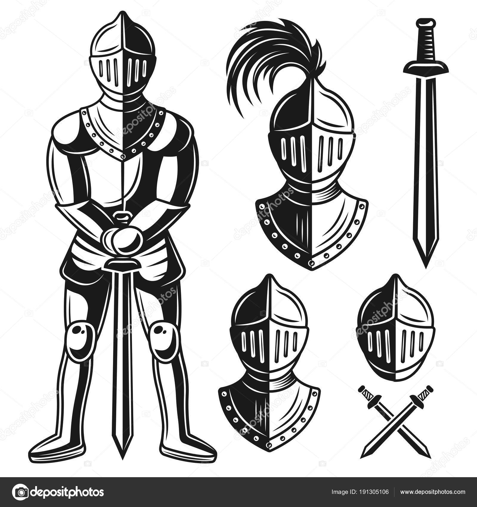 騎士鎧ベクトル オブジェクトとデザイン要素 ストックベクター ©Flat_Enot 191305106, image size:1600x1700