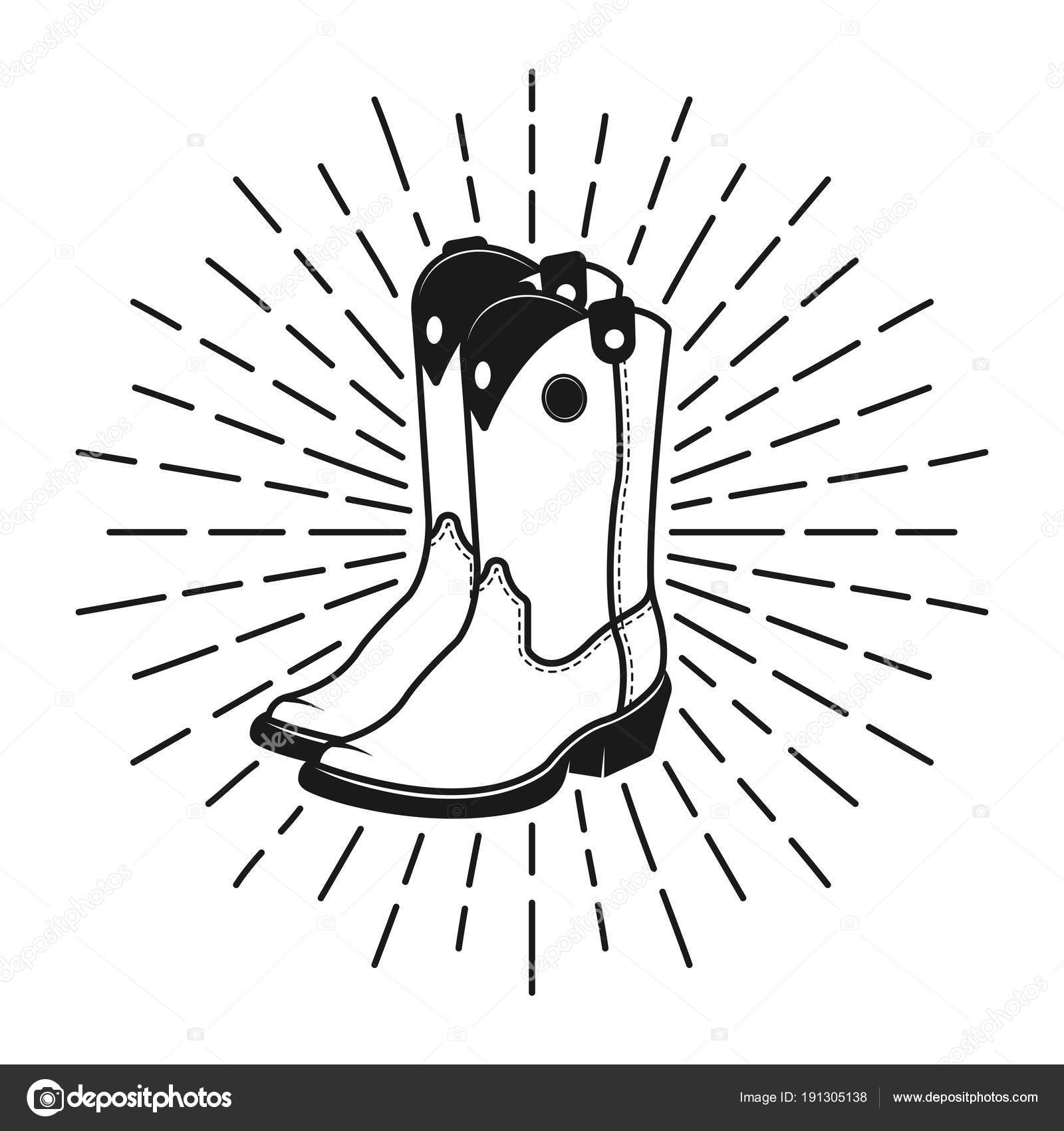 Cowboy boots label, emblem or stamp with rays Stock Vector by ©Flat_Enot  191305138, image size:1600x1700
