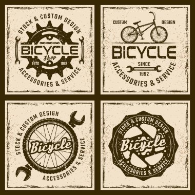 Bisiklet dükkanı ve servis dört renkli amblem