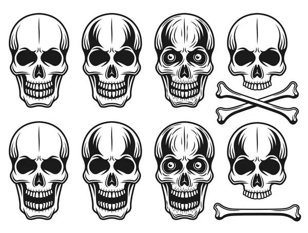 Ensemble de différentes variantes crânes éléments vectoriels — Image vectorielle