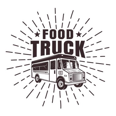 Gıda kamyon vektör damga veya ışınları etiketi