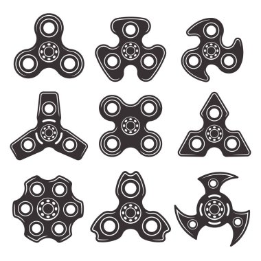 Dokuz türleri vektör nesneleri kümesi spinners kıpır