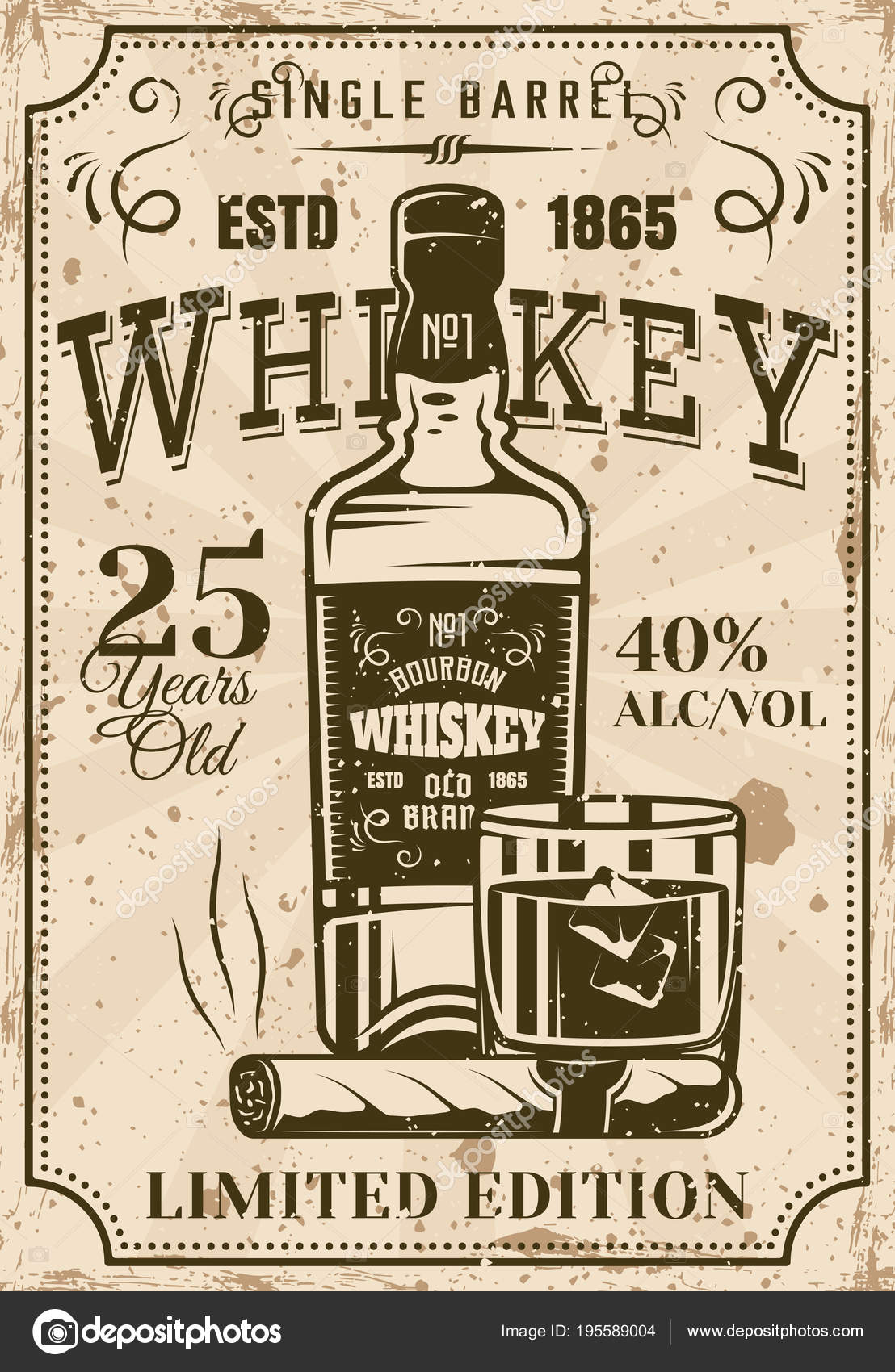 #107780 100x50cm Getränke Whiskey Zigarren Poster Kunstdruck Bild