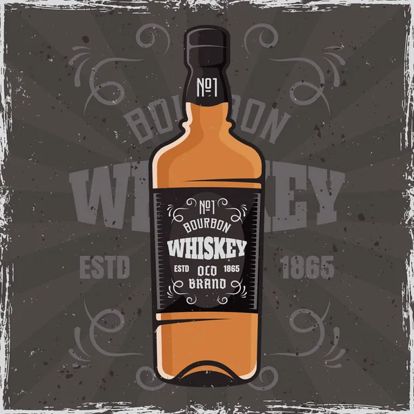 Fles whisky vector illustratie gekleurd — Stockvector
