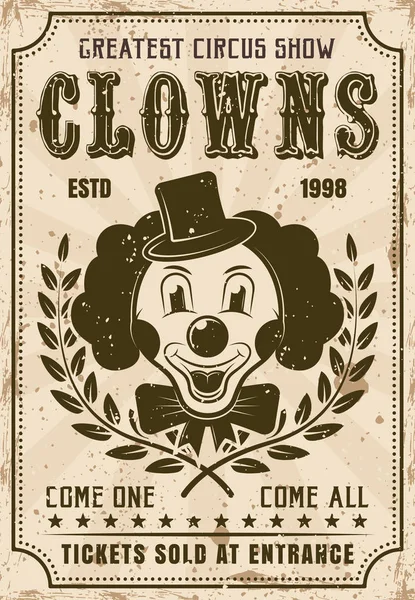 Plakat retro wektor zabawny clown circus Pokaż — Wektor stockowy