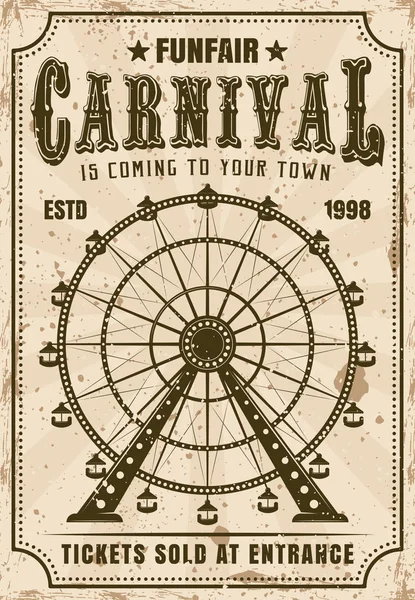 Carnaval ferris rueda vector invitación cartel — Archivo Imágenes Vectoriales