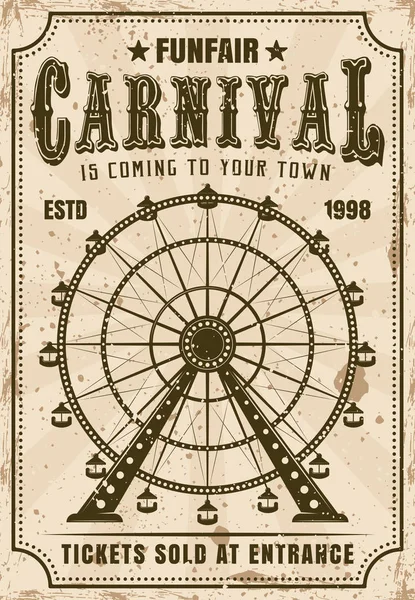 Carnaval ferris rueda vector invitación cartel — Vector de stock