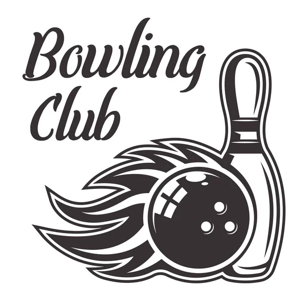 Ballon de bowling avec flamme et illustration de skittle — Image vectorielle