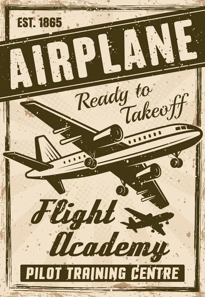 Flug Akademie Vektor Vintage Werbeplakat — Stockvektor
