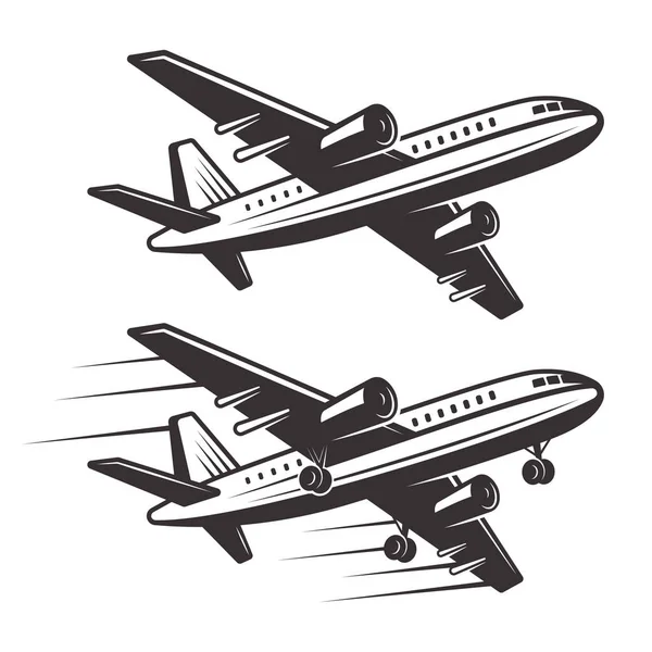 Passagierflugzeug zwei Stilelemente — Stockvektor