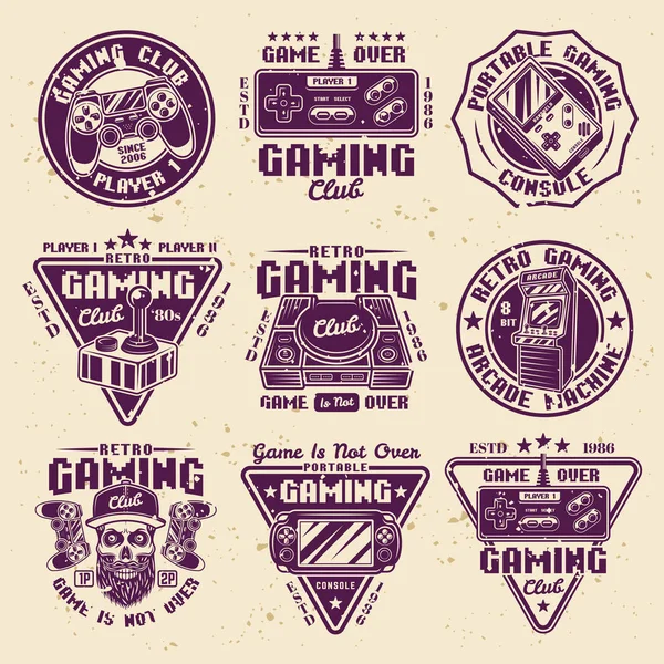 Juego conjunto de emblemas retro de color vectorial — Vector de stock