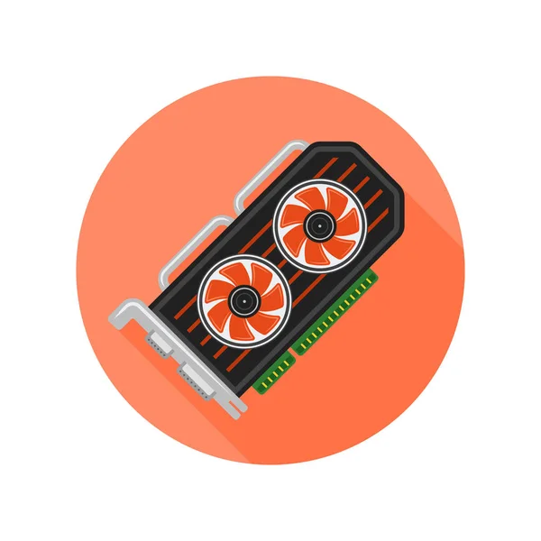 Video card flat style isolated vector round icon — ストックベクタ