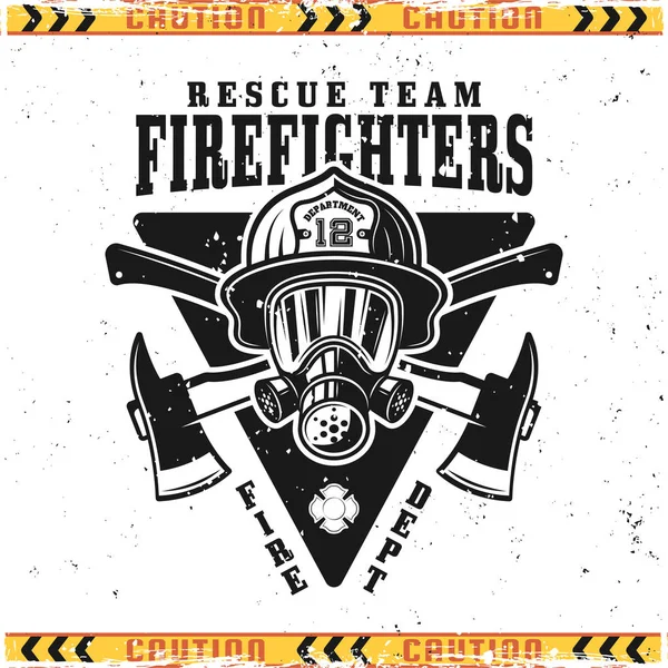 Firefighters vector emblem with head in helmet — Stock Vector