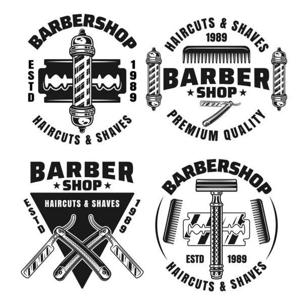 Peluquería y peluquería conjunto de emblemas vectoriales — Vector de stock
