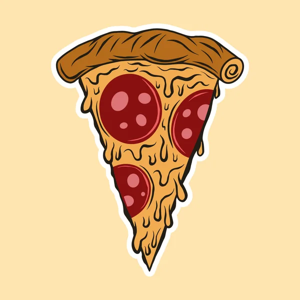 Pizza fatia mão desenhada vetor colorido ilustração — Vetor de Stock