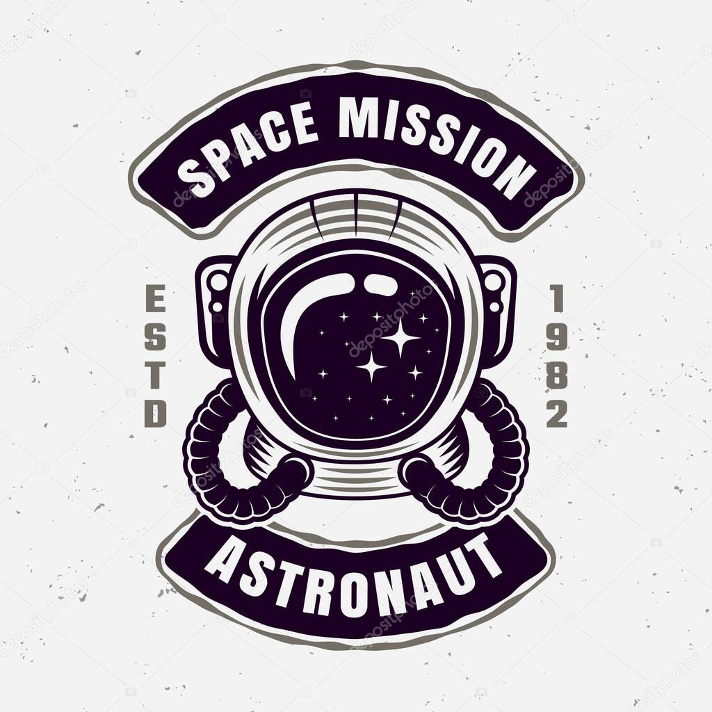 Astronaut space mission vector isolated emblem