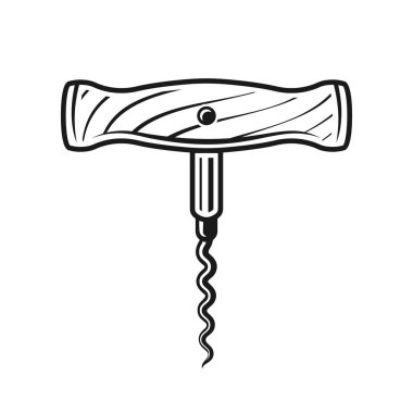 Tahta saplı tirbuşon vektör nesnesi