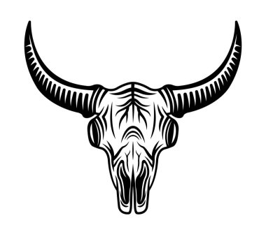 Boğa kafatası baş vektörü tek renkli nesne