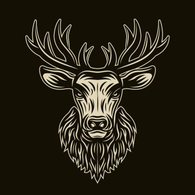 Geyik başı koyu arkaplan vektör çizimi