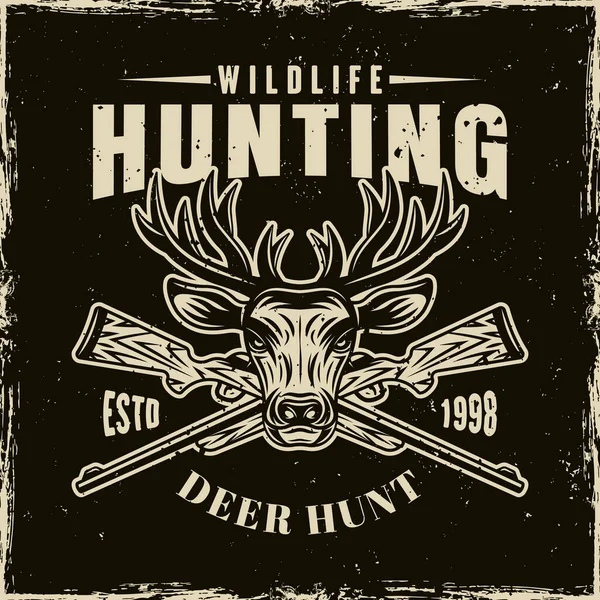 Hunting club vector light emblem on dark backdrop — Stock Vector