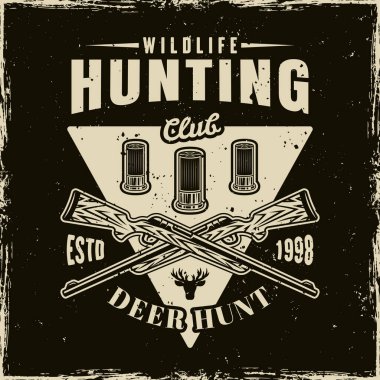 Koyu arkaplan üzerine av kulübü vektör ışığı amblemi