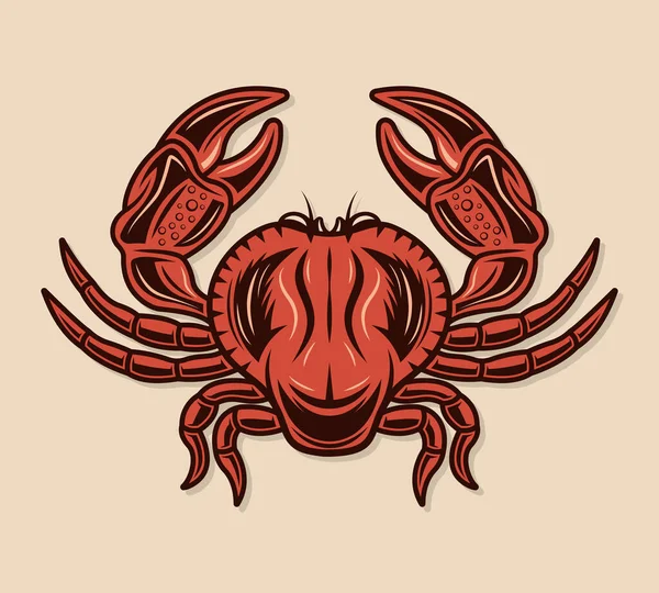 Krab gekleurde vector illustratie in vintage stijl — Stockvector