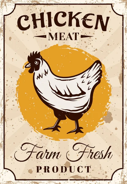 Carne de frango fazenda produto fresco vetor cartaz —  Vetores de Stock