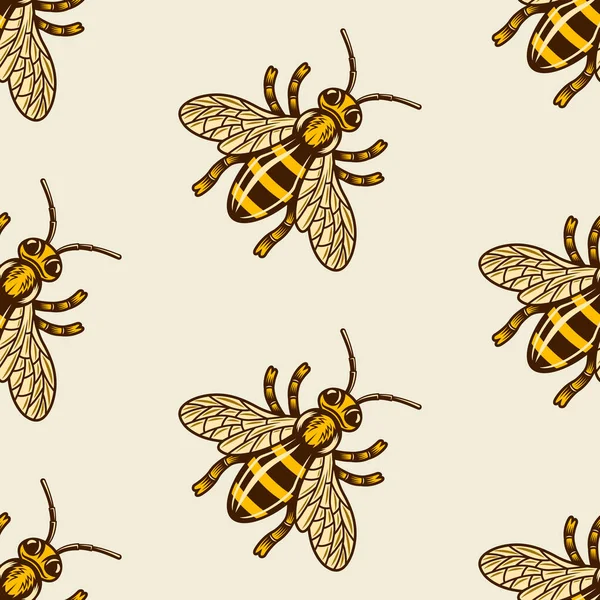 꿀벌 무늬는 솔기없는 무늬를 가지고 있다 — 스톡 벡터