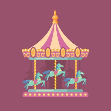 Lunapark karnaval düz illüstrasyon. Eğlence Parkı illüstrasyon 