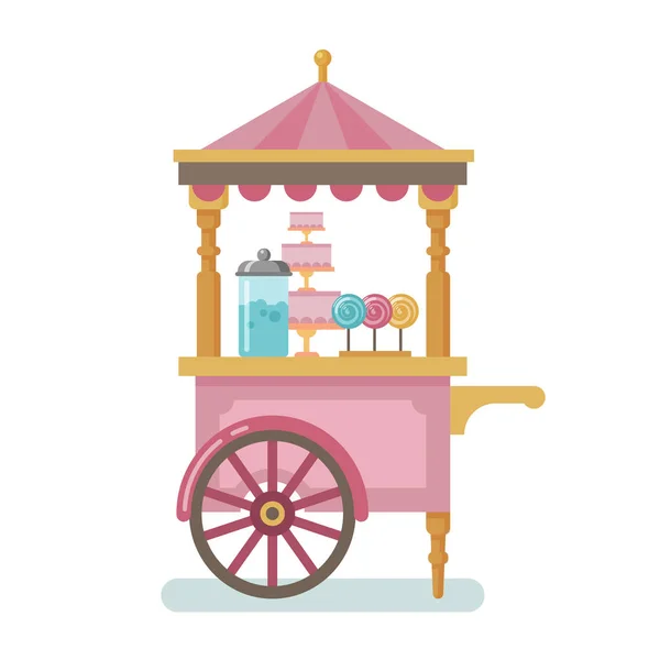 Carrinho de doces ilustração plana —  Vetores de Stock