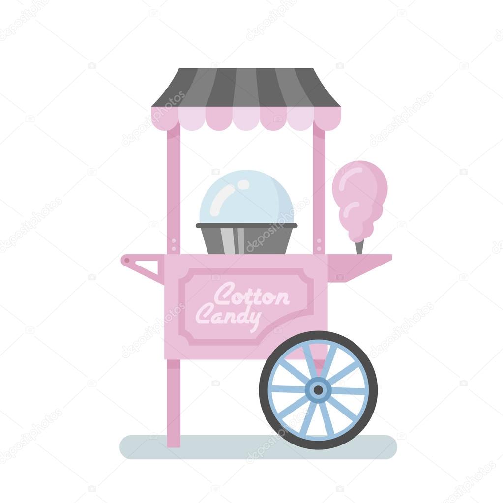 Cotton candy machine flat illustration