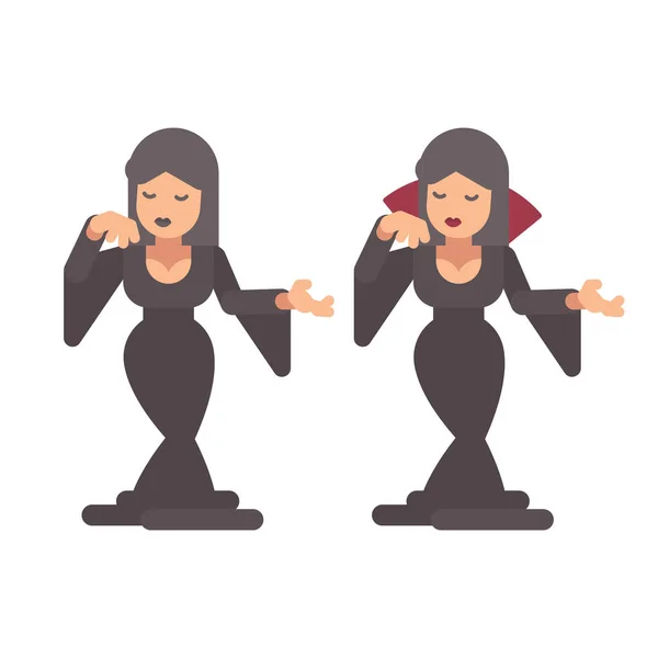 Femme en robe gothique. Sexy jeune femme vampire. Illustration plate caractère Halloween — Image vectorielle