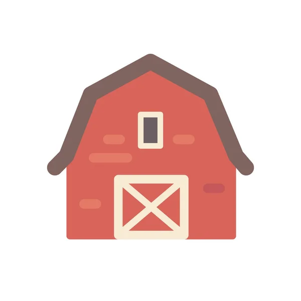 Vermelho celeiro construção plana ilustração. Casa de campo ícone plano — Vetor de Stock